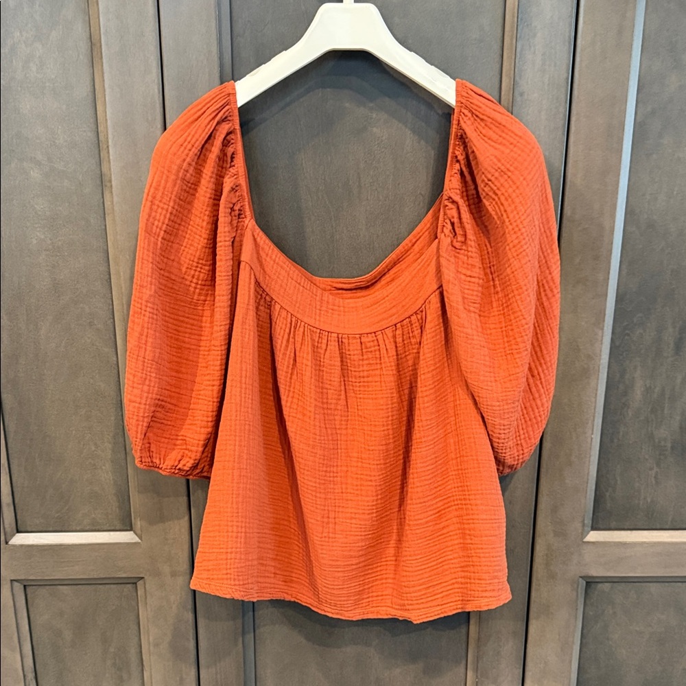 Nation LTD Terracotta Puff Sleeve Blouse